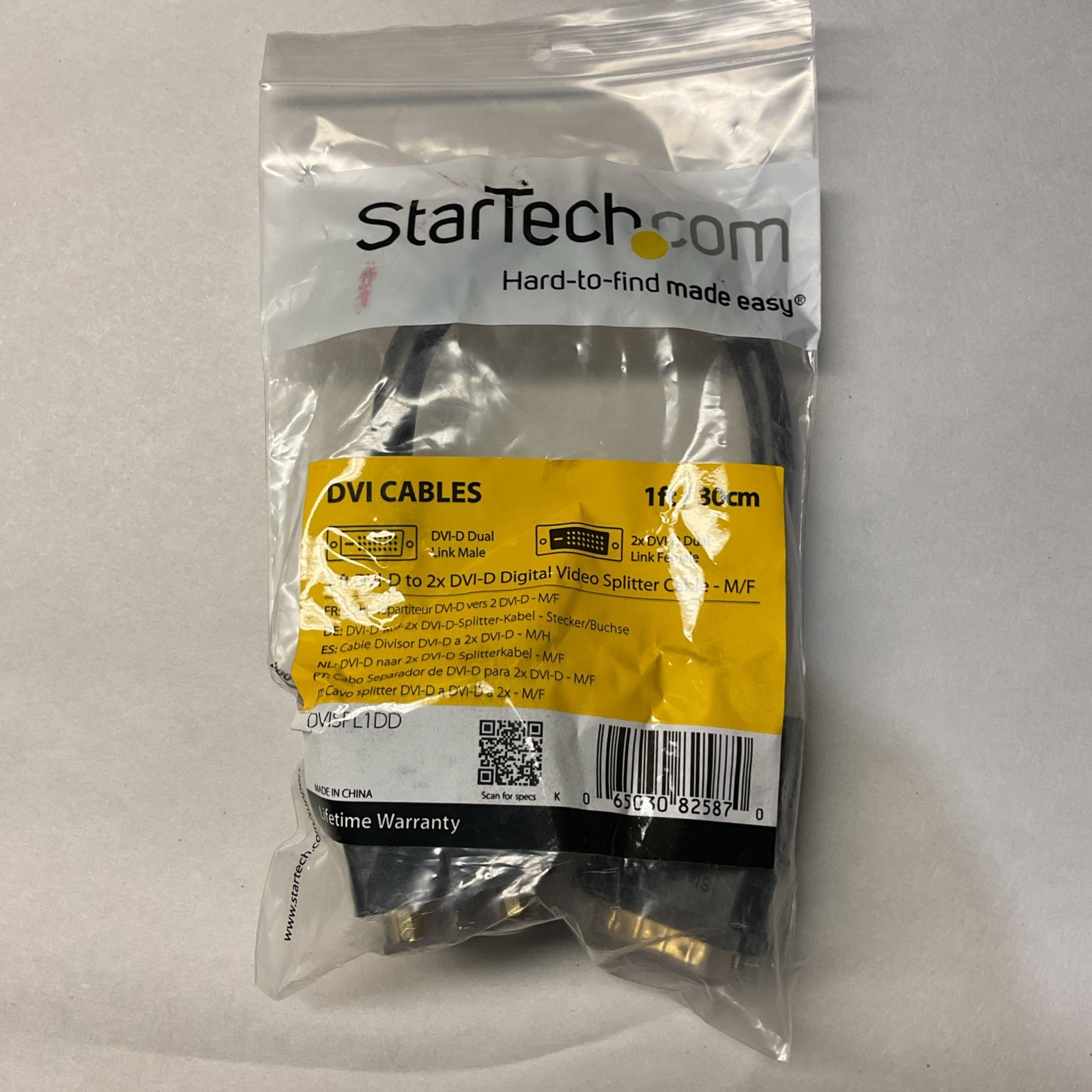 LOT OF 20 StarTech 1 ft DVI-D to 2x DVI-D Digital Video Splitter M/F (DVISPL1DD)