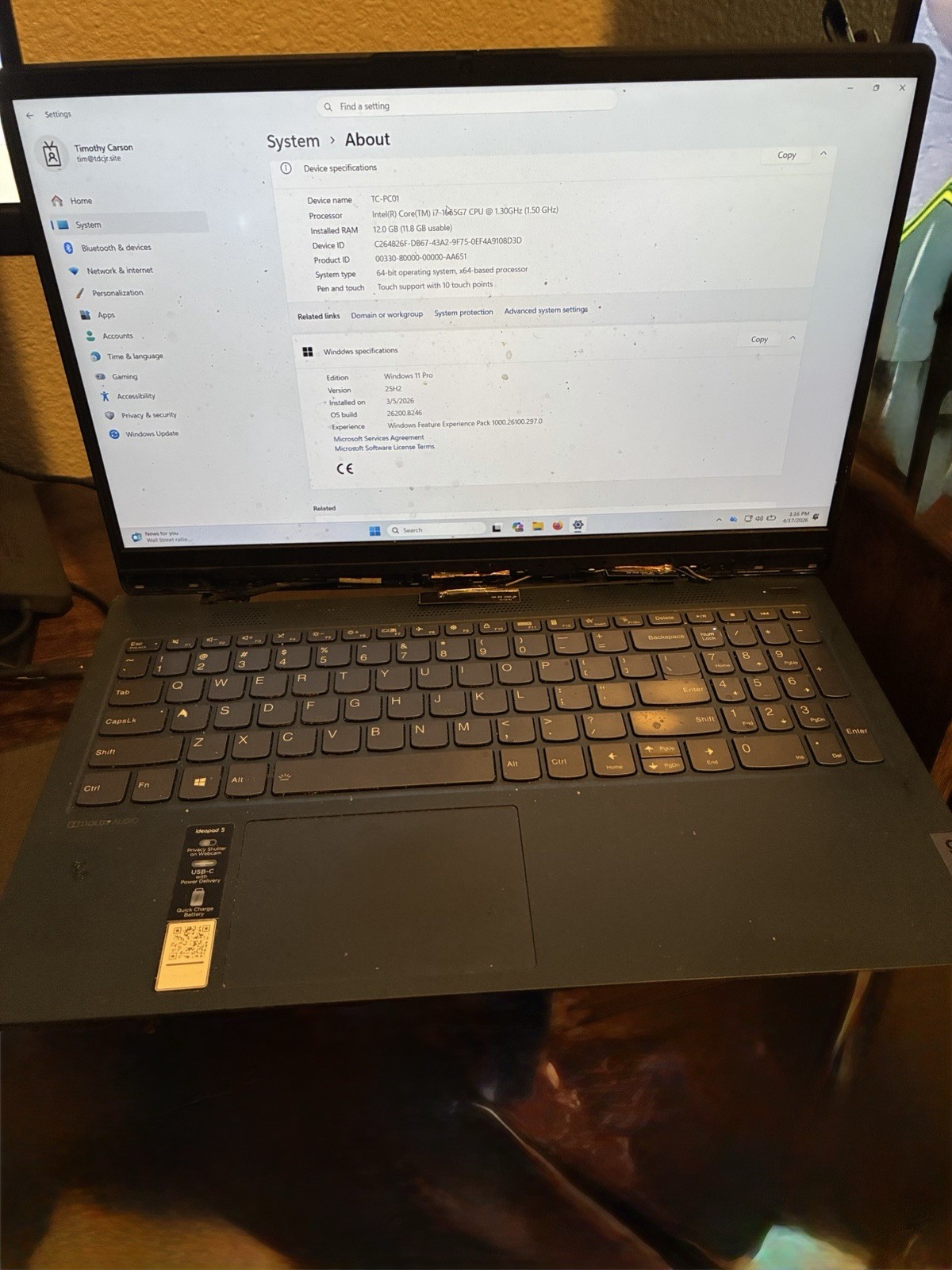 Lenovo IdeaPad Flex 5 15.6" Touch i7-1065G7 12GB 512GB SSD Win 11 Pro Black