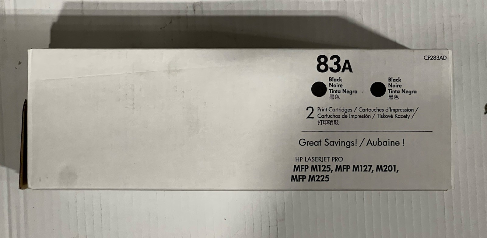 HP 83A Genuine Black LaserJet Toner Cartridge CF283AD, OEM-Open/Worn Box