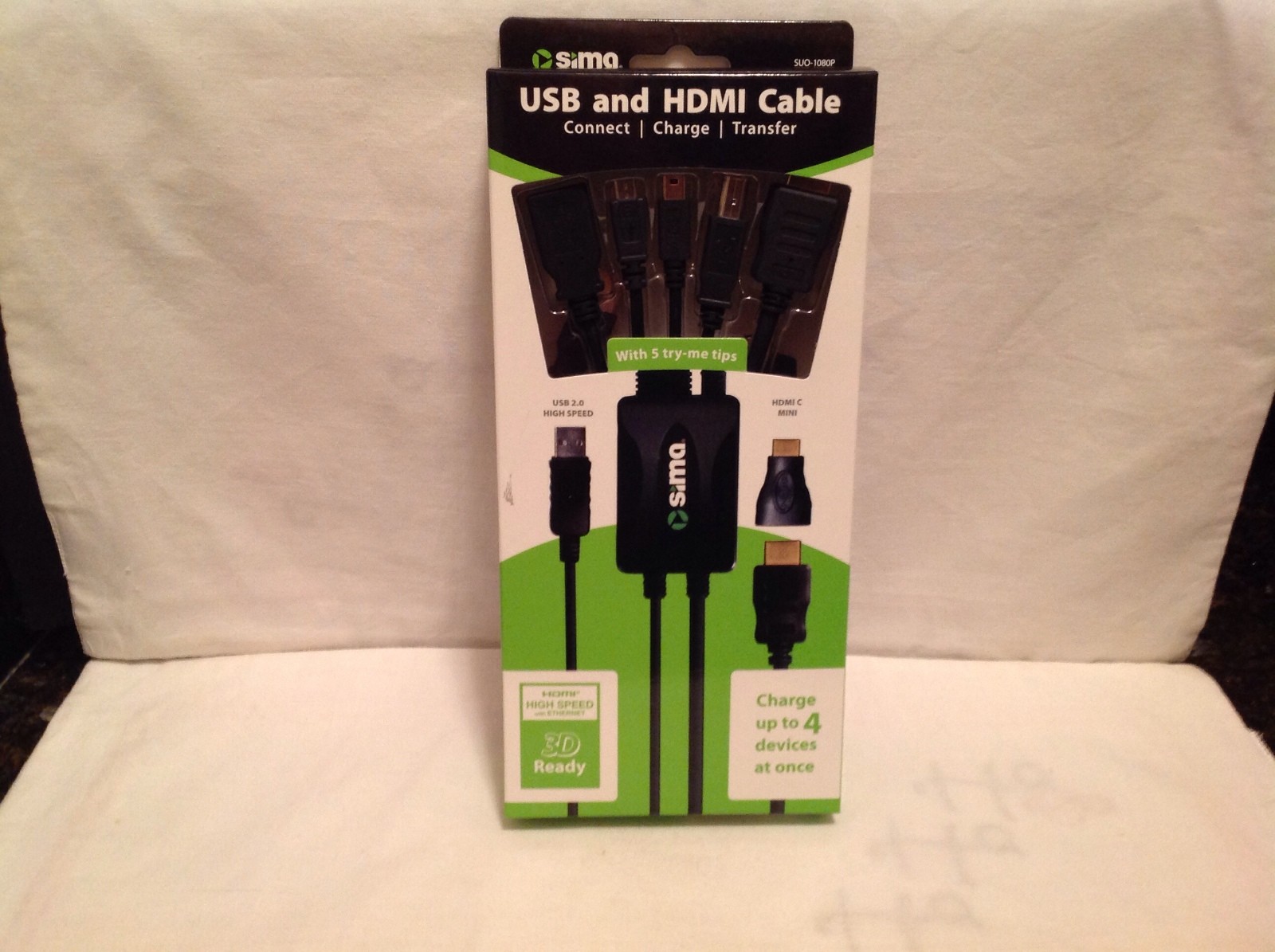 Sima SUO-1080P USB Multi Cable with HDMI - Black - HDMI USB Transfer Charge
