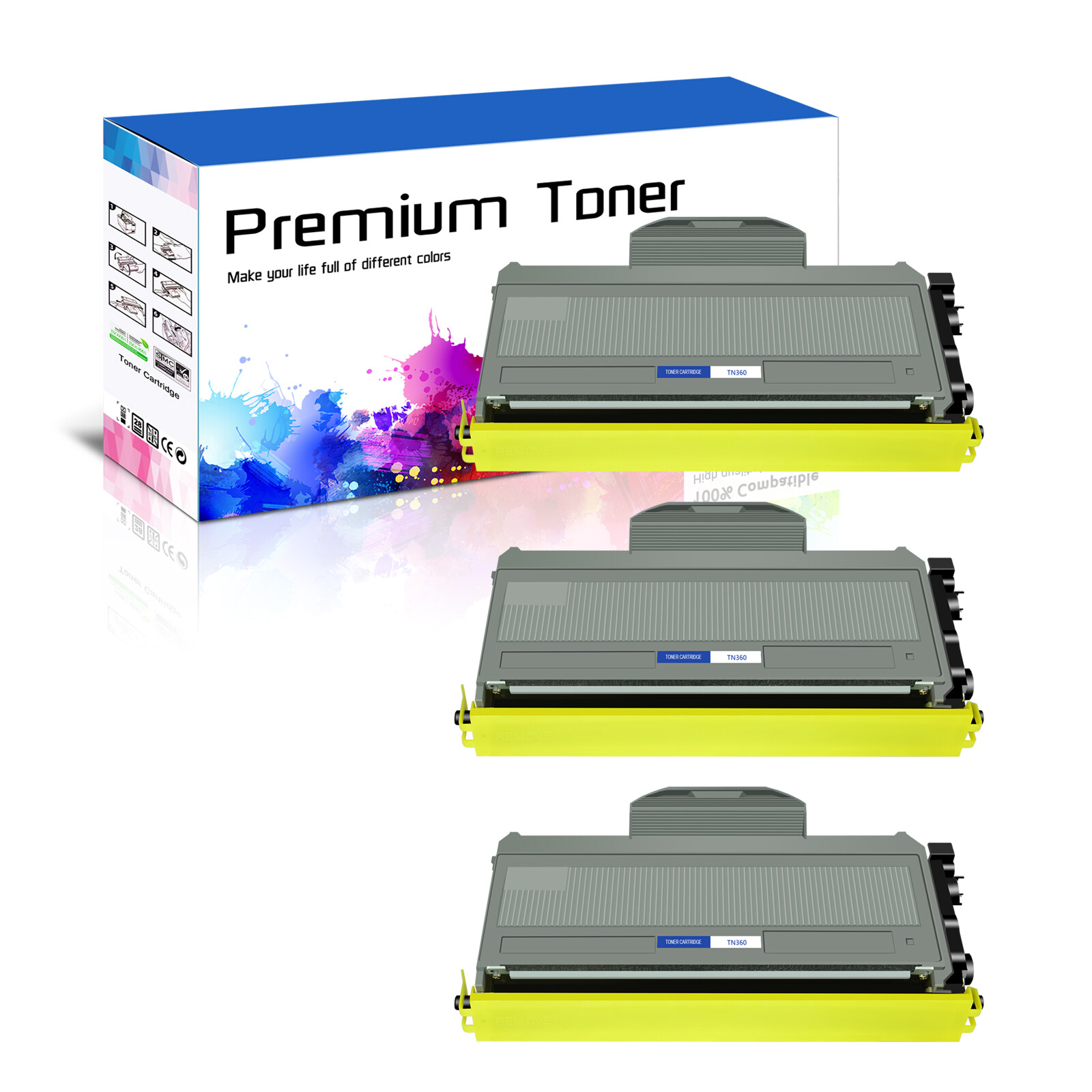 3PK TN360 Toner Cartridge Fit for Brother DCP-7030 DCP-7040 DCP-7045N High Yield
