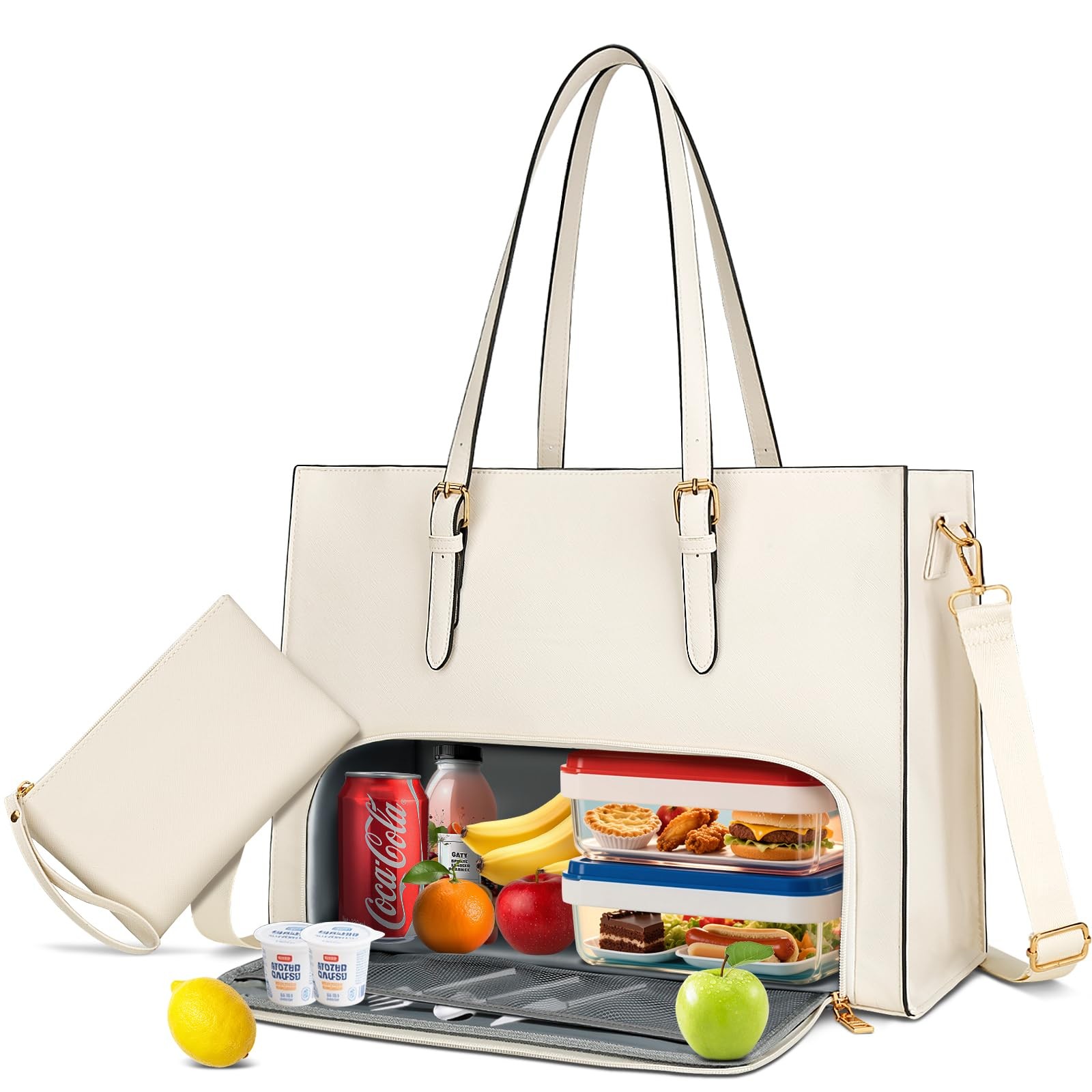 Lunch Tote Bag for Women 15.6 Inch Laptop Briefcase Work Bag with Insulated L...