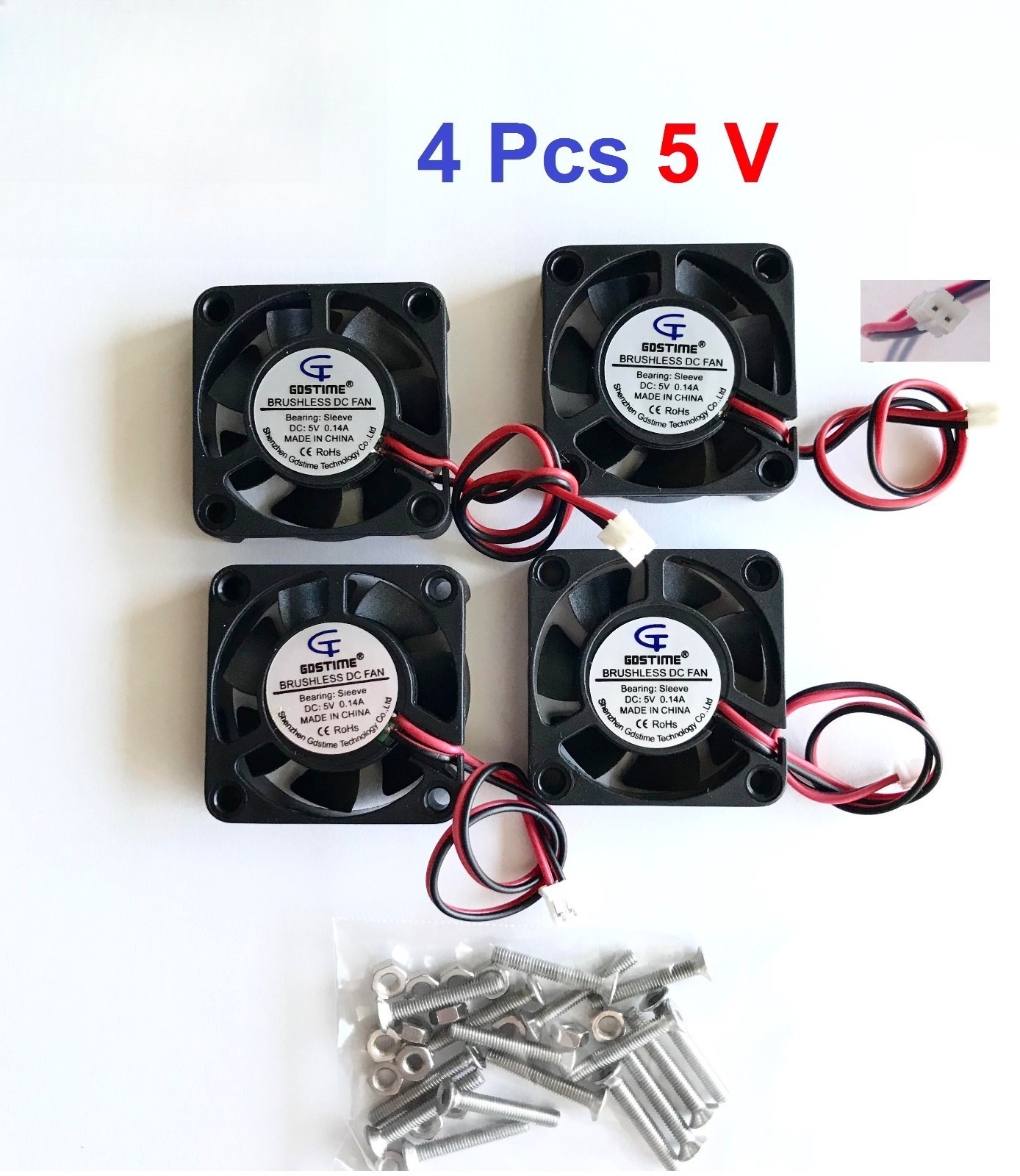4X 5V 12V 24V BRUSHLESS Cooling Computer fans 4010 40x40x10mm DC 0.14A 2Pin