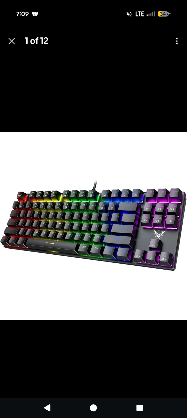 Mechanical Keyboard Wired RGB Backlit Blue Switches QWERTY TKL 80% Compact 
