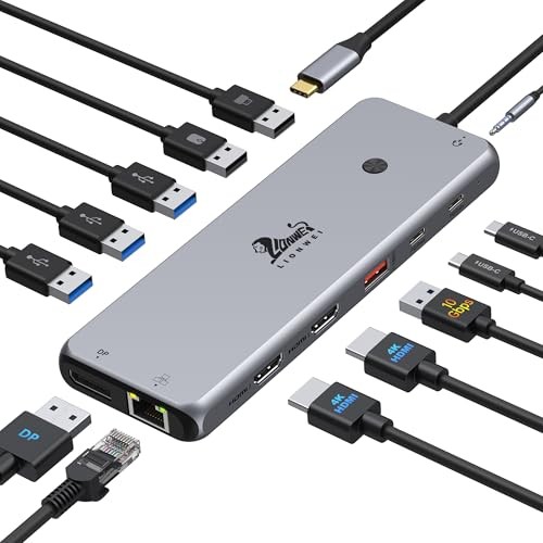 LIONWEI 13-in-1 USB-C Docking Station Dual 4K HDMI
