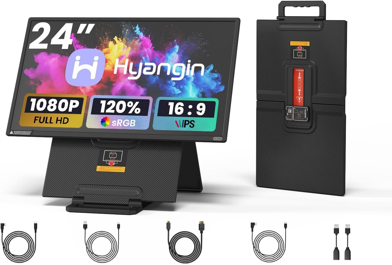 Hyangin D1 24" Portable Dual Monitor Second Screen Extender HDMI for Laptop Work