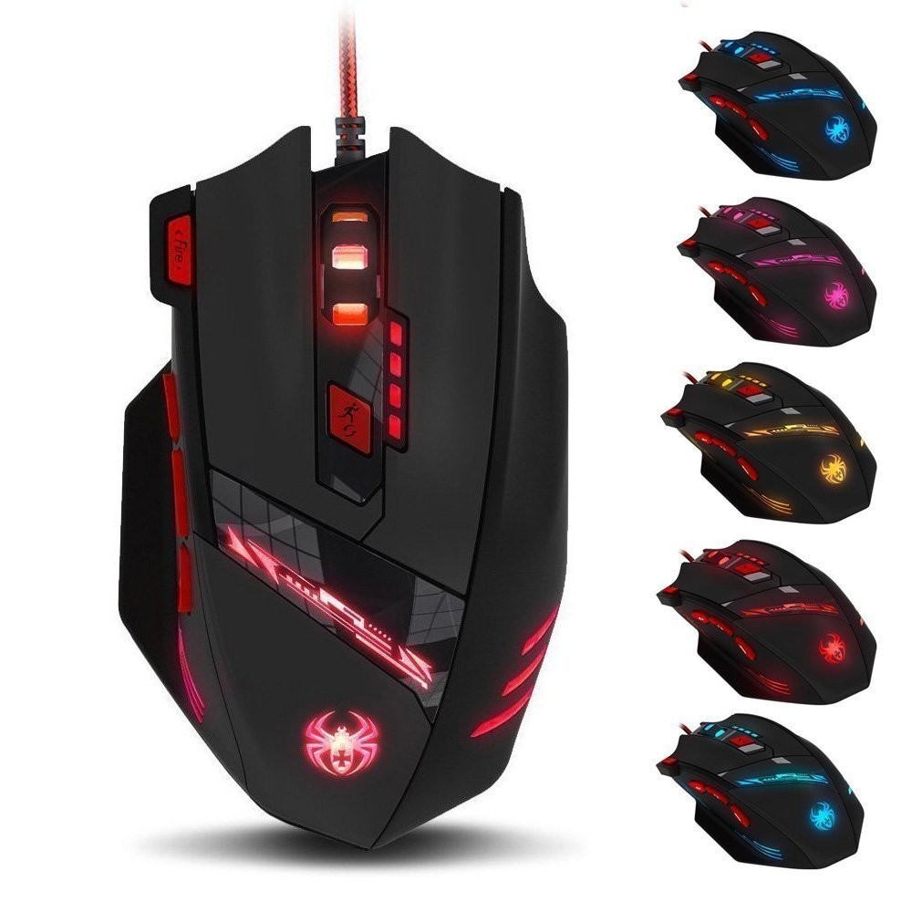 Zelotes Wired Gaming Mouse, 9200DPI, 8 Programmable Buttons, USB black