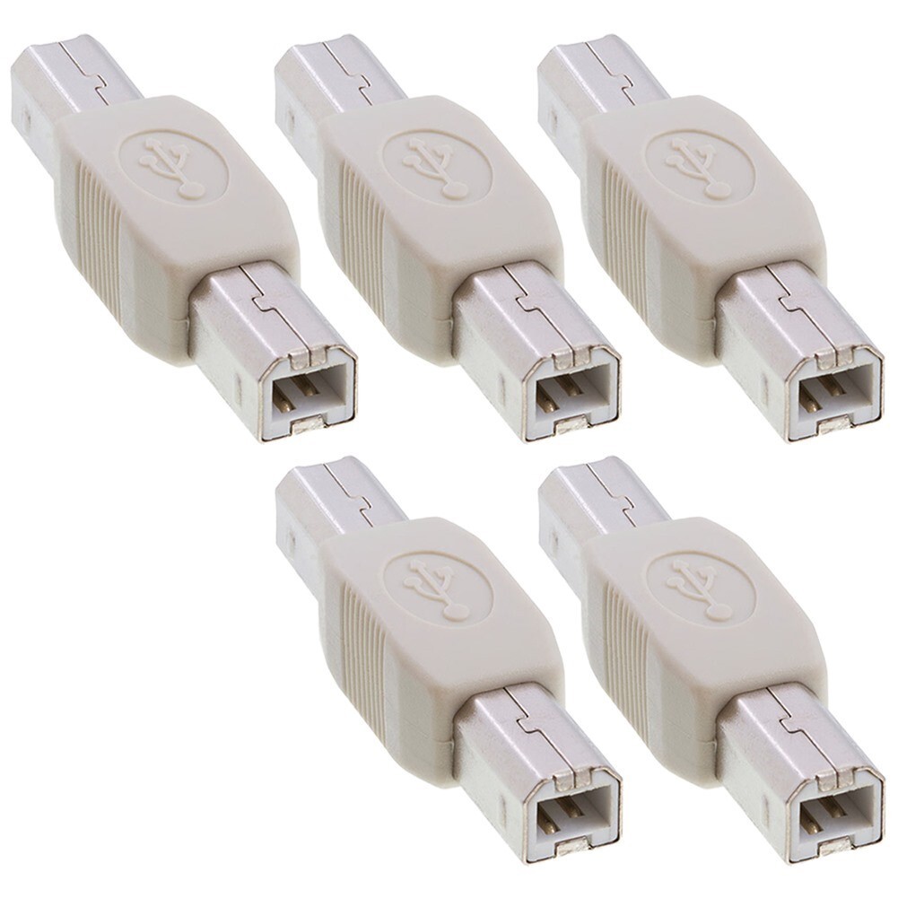 5 Pcs USB Type B Male to Male Coupler Printer Scanner Adapter Gender Changer