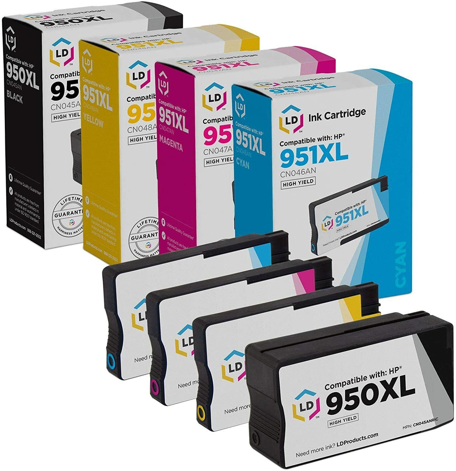 LD 4pk COMP Cartridge Set for HP 950XL 951 XL OfficeJet 8100 8610 8630 Black