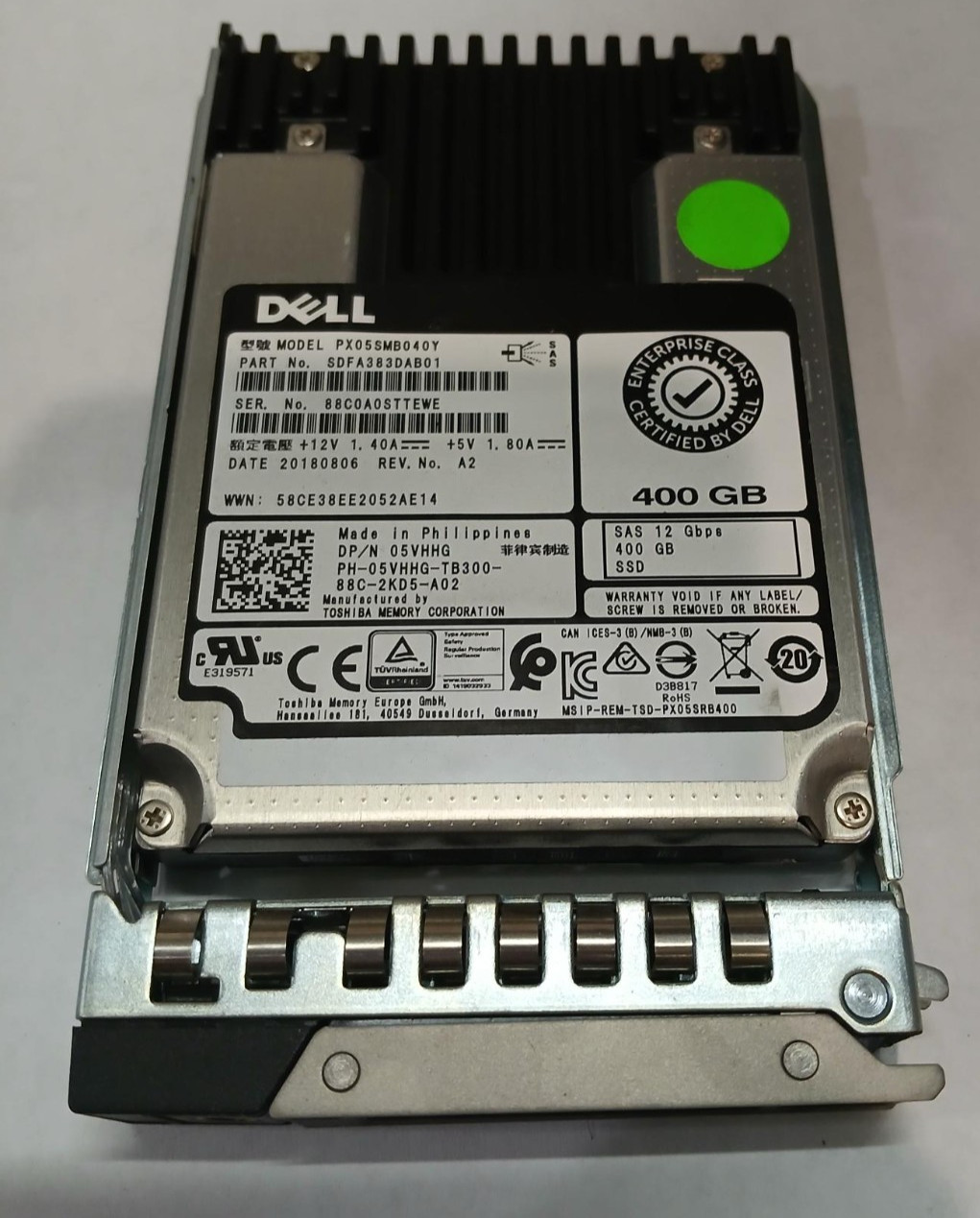 Dell 400GB SSD SAS 12G 2.5" 05VHHG 5VHHG PX05SMB040Y SDFA383DAB01