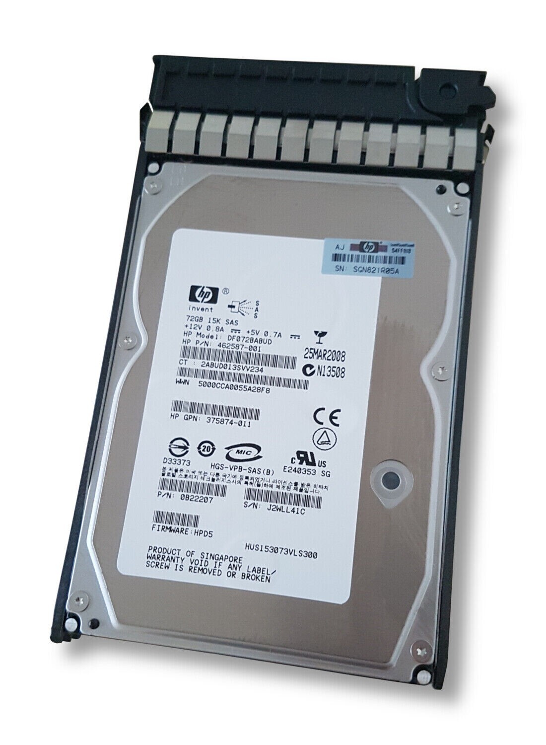 72 GB SAS HP 462587-001 DF072BABUD 15K RPM 3.5 " Hard Drive New