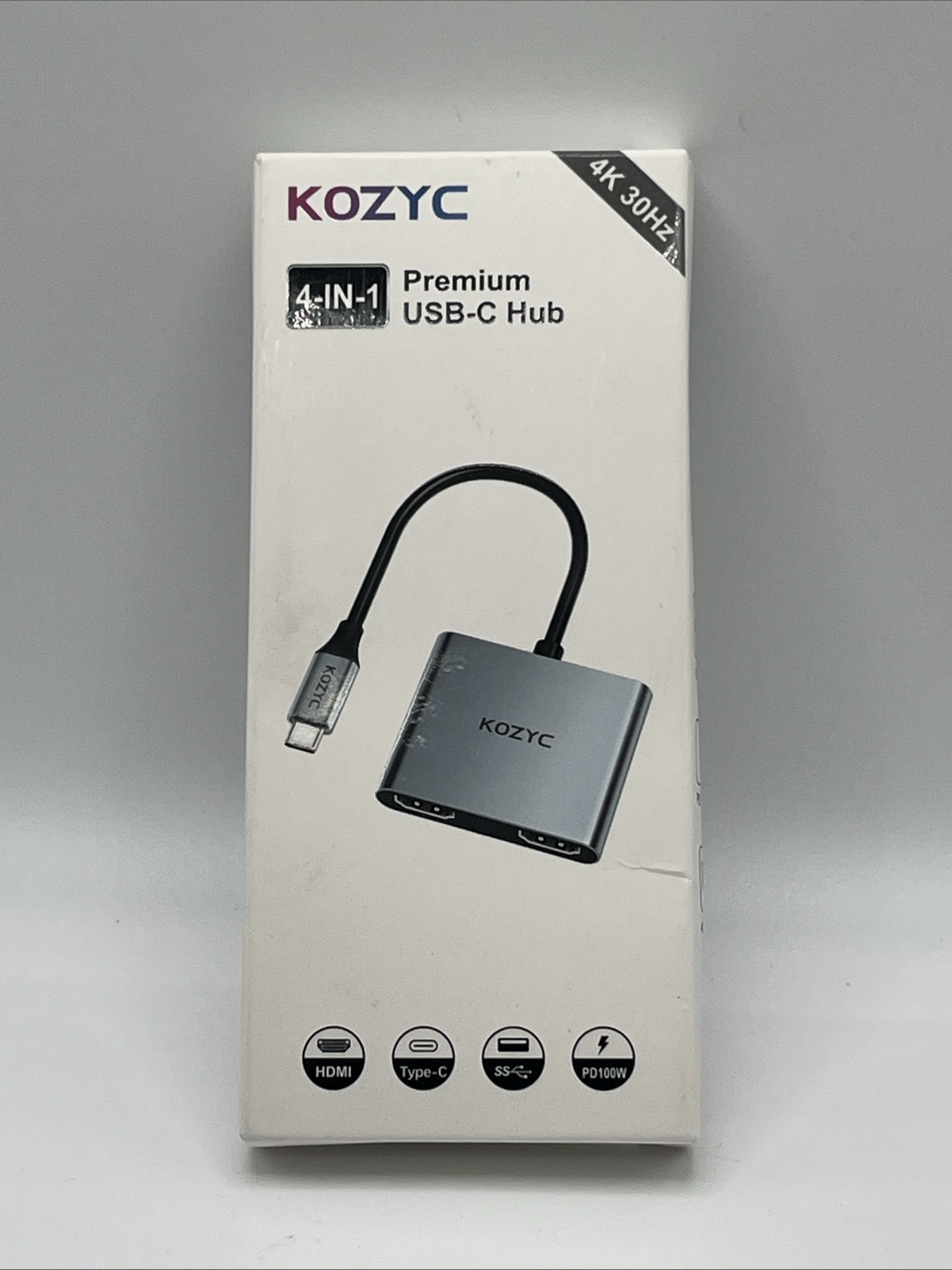 Kozyc Premium USB-C Hub 4-In-1 4K 30H MacBook Air/Pro Chromebook Samsung Note