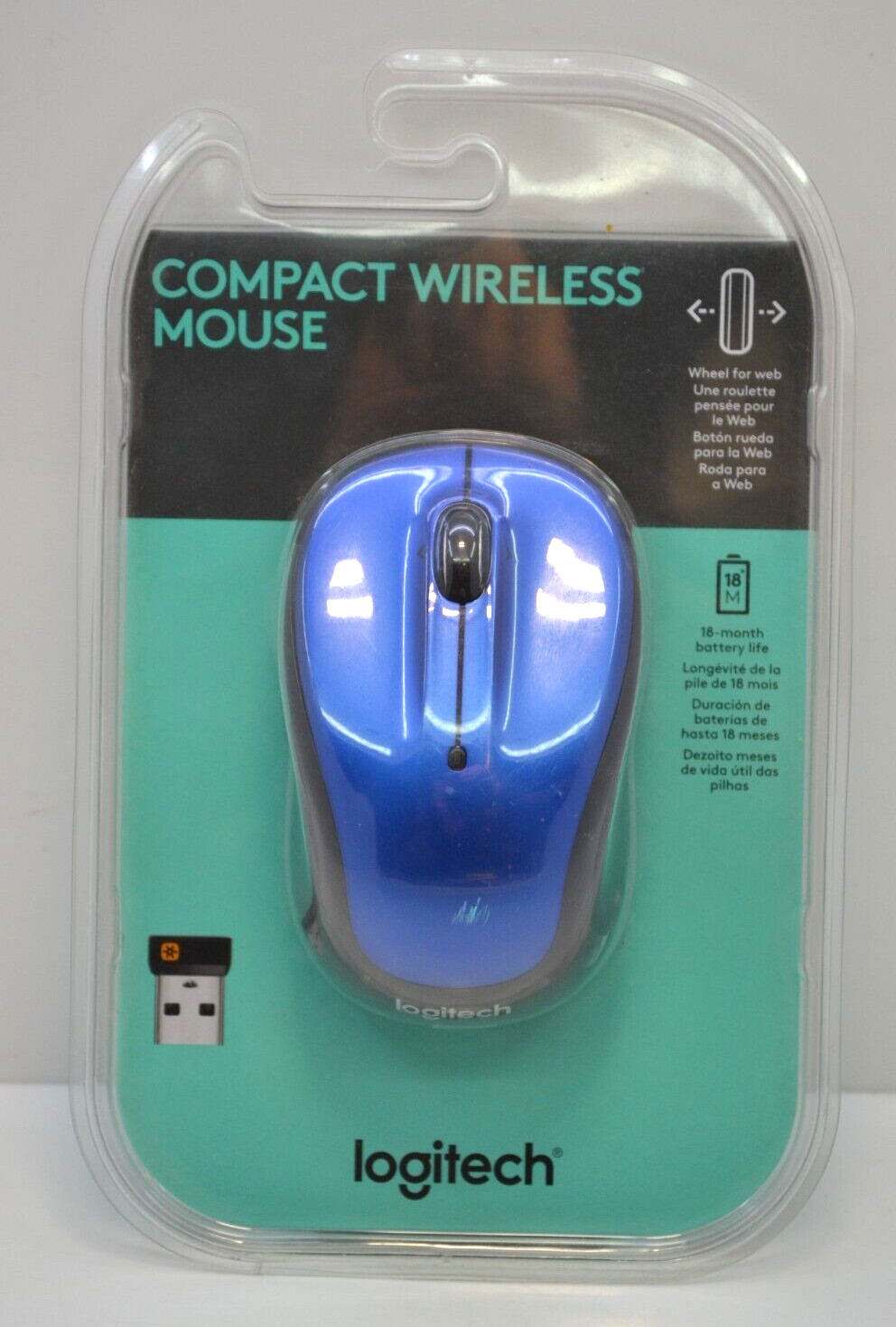 Logitech Compact Wireless Mouse Blue Wheel Windows 7 10 Internet Web Browsing