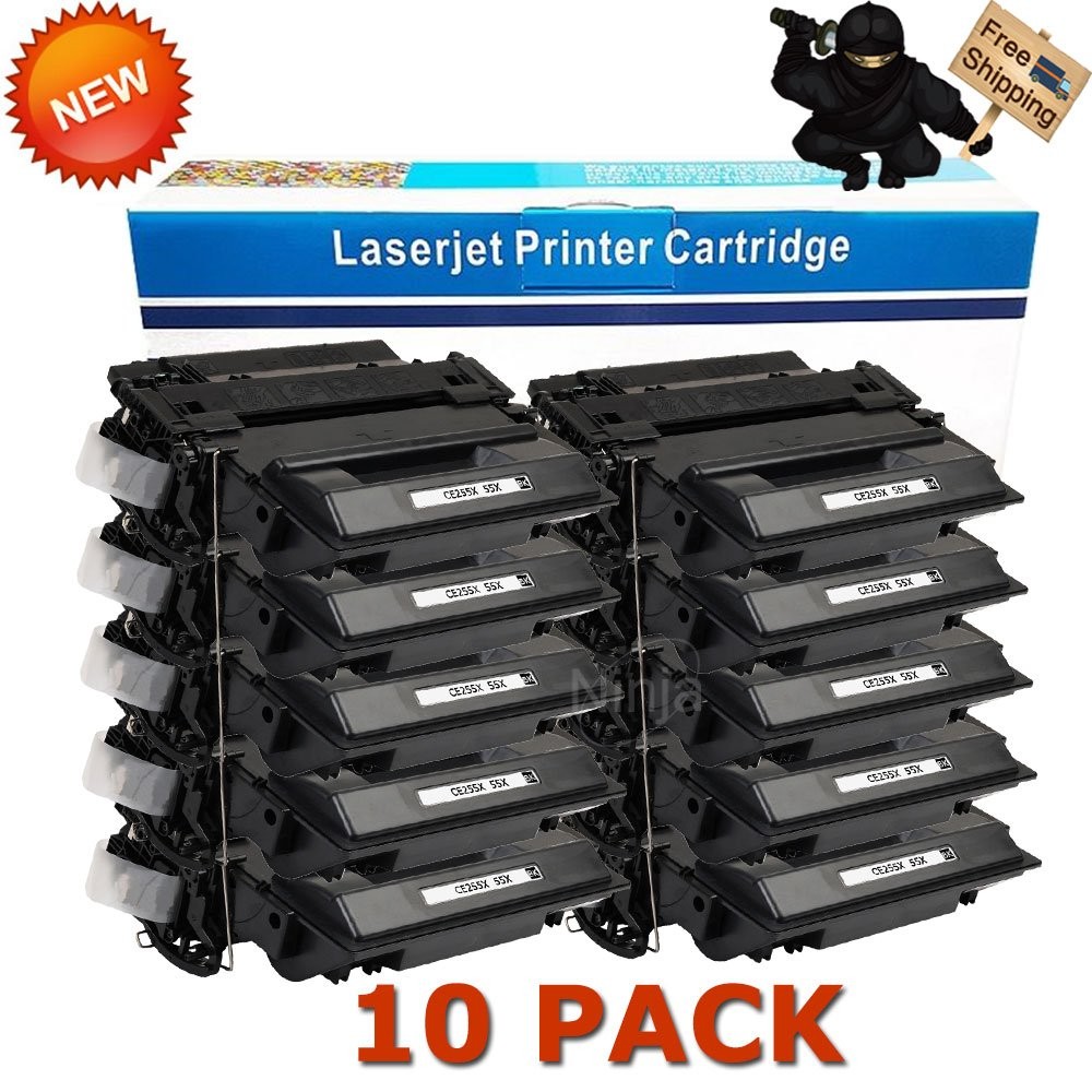 10 PK CE255X 55X Toner Cartridge For HP LaserJet P3015 P3015DN P3015N P3015X