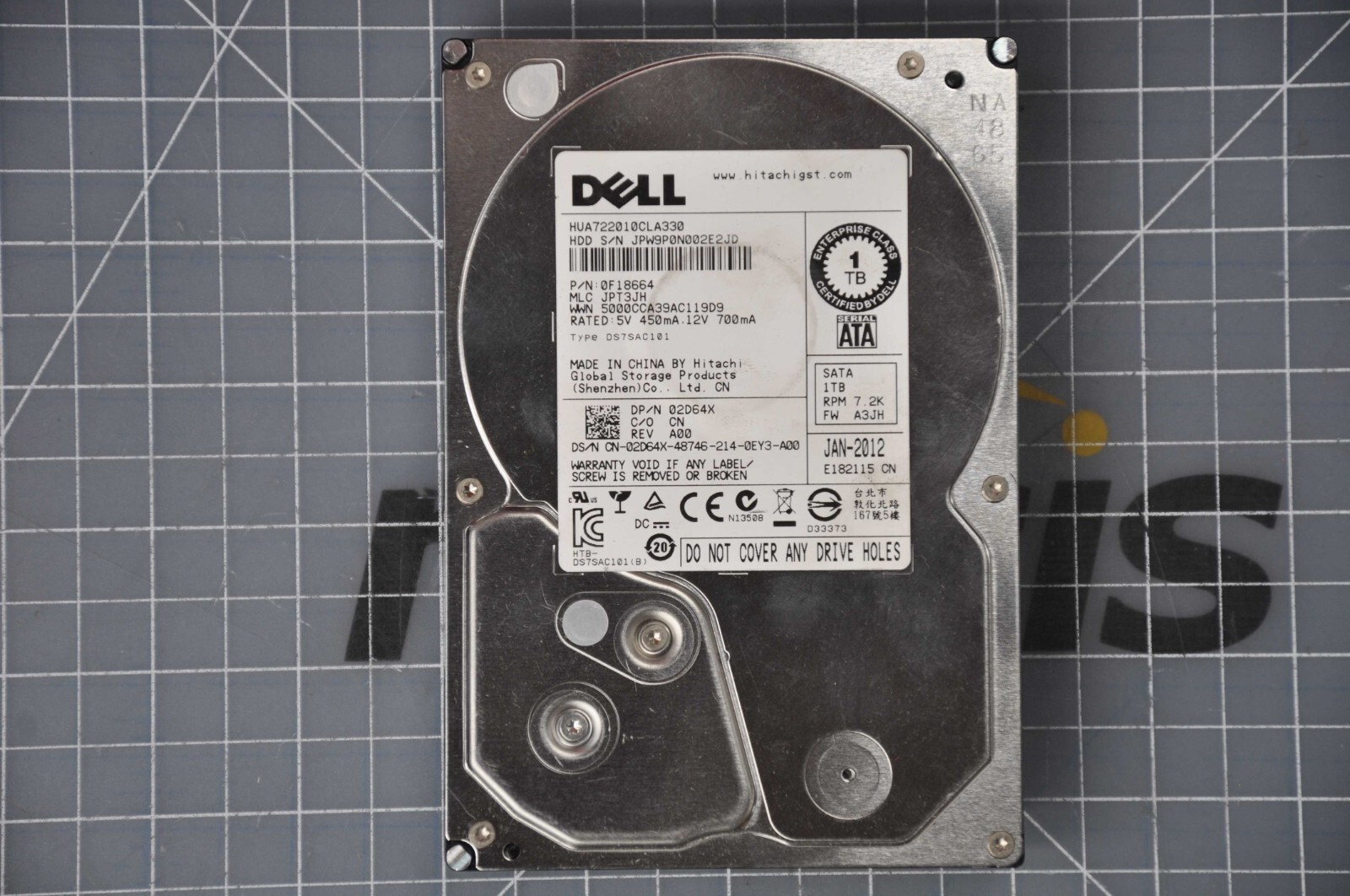 DELL 1TB 7.2K RPM 3Gb/s 3.5" SATA Server HDD Hard Drive Grade A 2D64X
