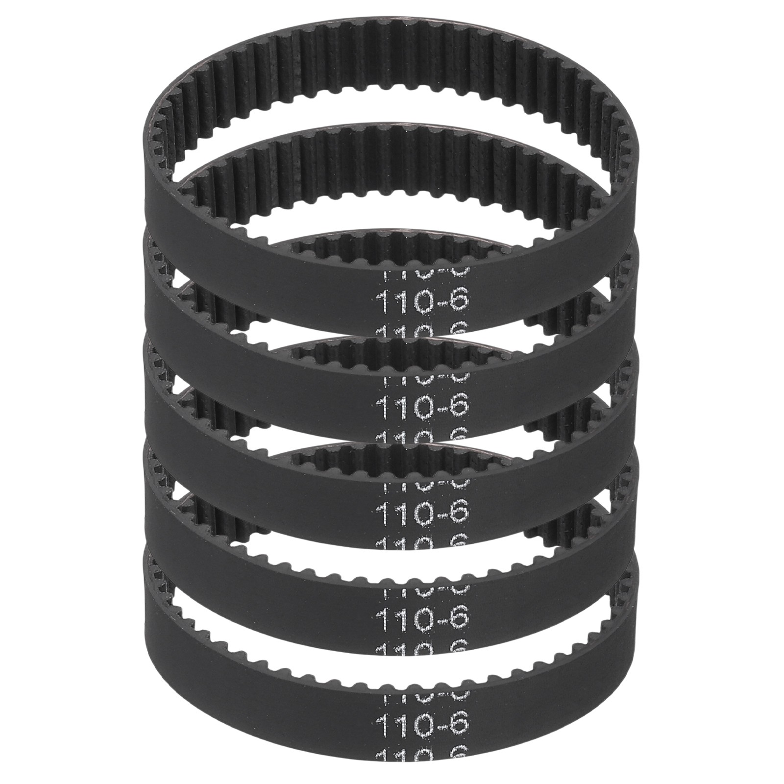 110mm GT-2 Timing Belt, 5pcs 6mm Width 2mm Pitch 3D Printing Closed Loop, Black
