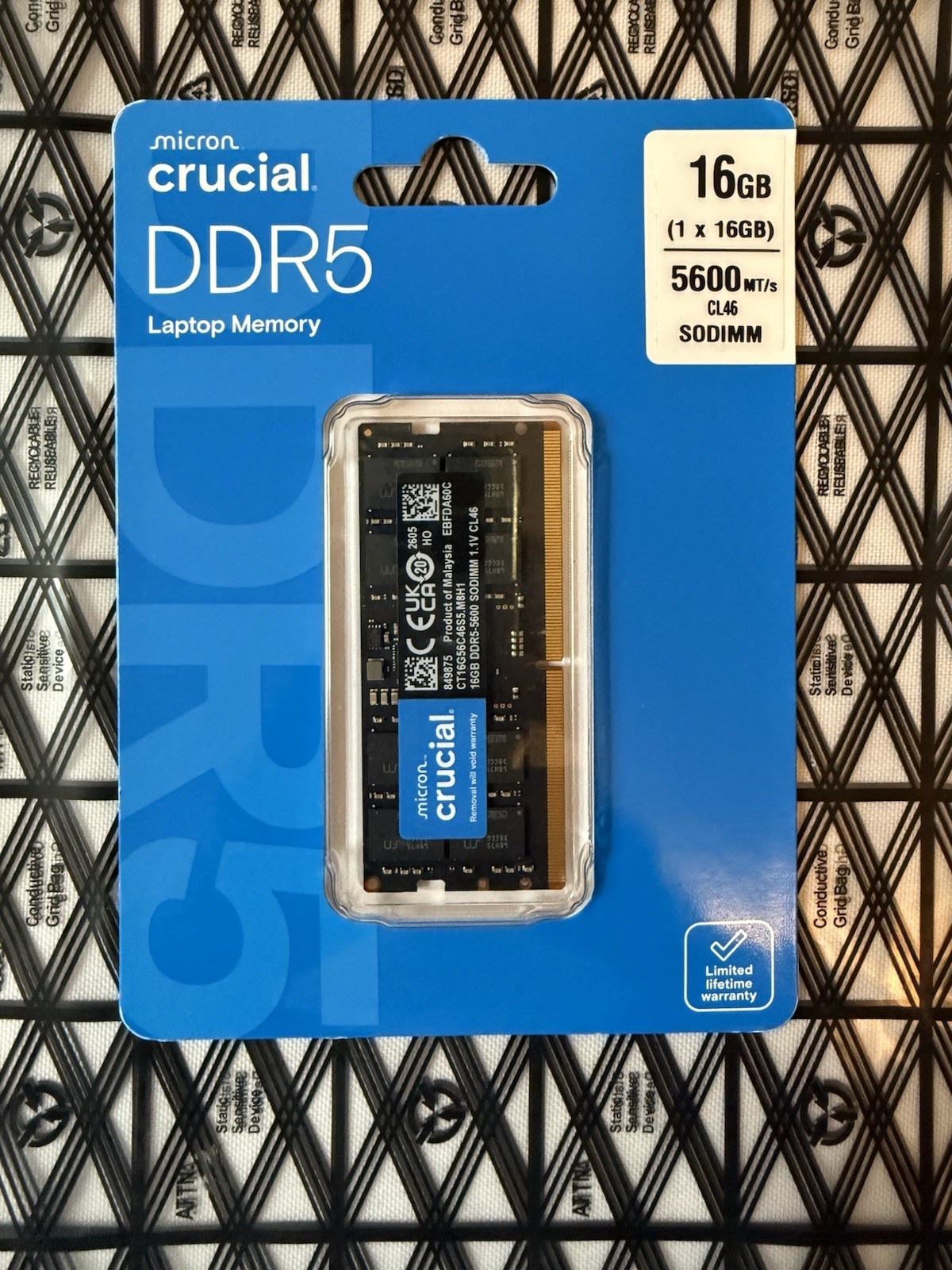 Crucial 16GB DDR5 5600 Laptop SODIMM RAM by Micron 262pin CT16G56C46S5 Brand New