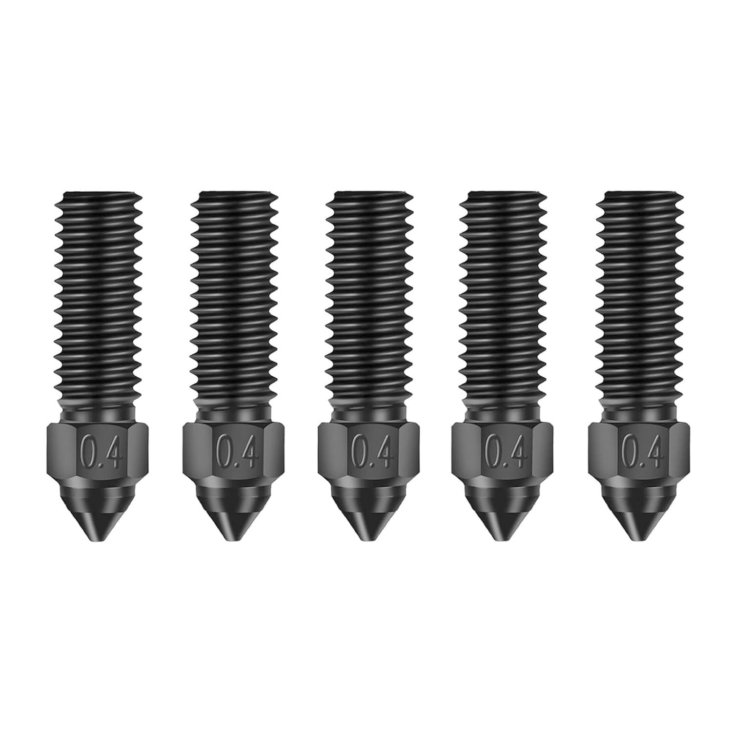 5 PCS 0.4mm Hardened Steel 3D Printer Nozzle Kit High Temperature Resistant