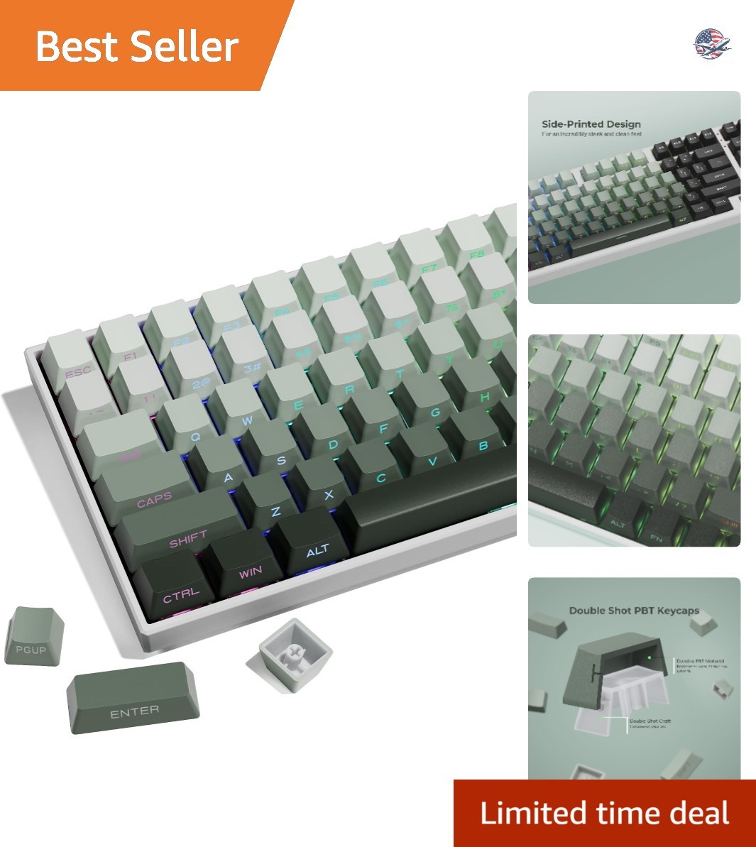 Durable XVX Keycaps - 136 Keys, Side-Printed PBT, Perfect for RGB Lighting