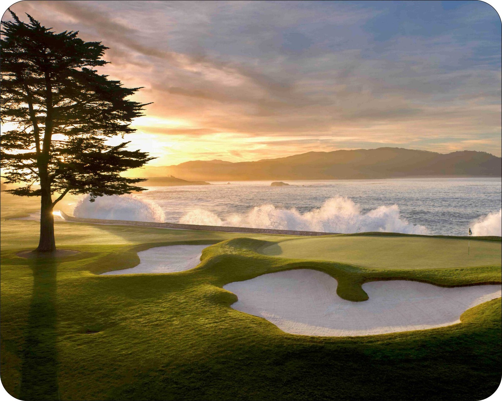 Pebble Beach Golf Course Sunset 18th Holes Stunning Colors Mouse Pads Mousepads