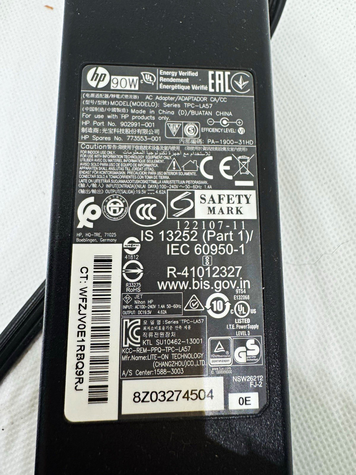 Genuine HP 90W AC Adapter TPC-LA57 with 7.4mm to USB-C PD Charger Cable Dongle