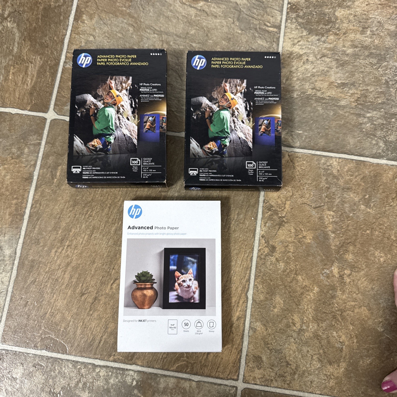 NEW 3 Boxes HP Advanced Glossy Photo Paper 4x6 225 + Sheets One Box Is Open NOS