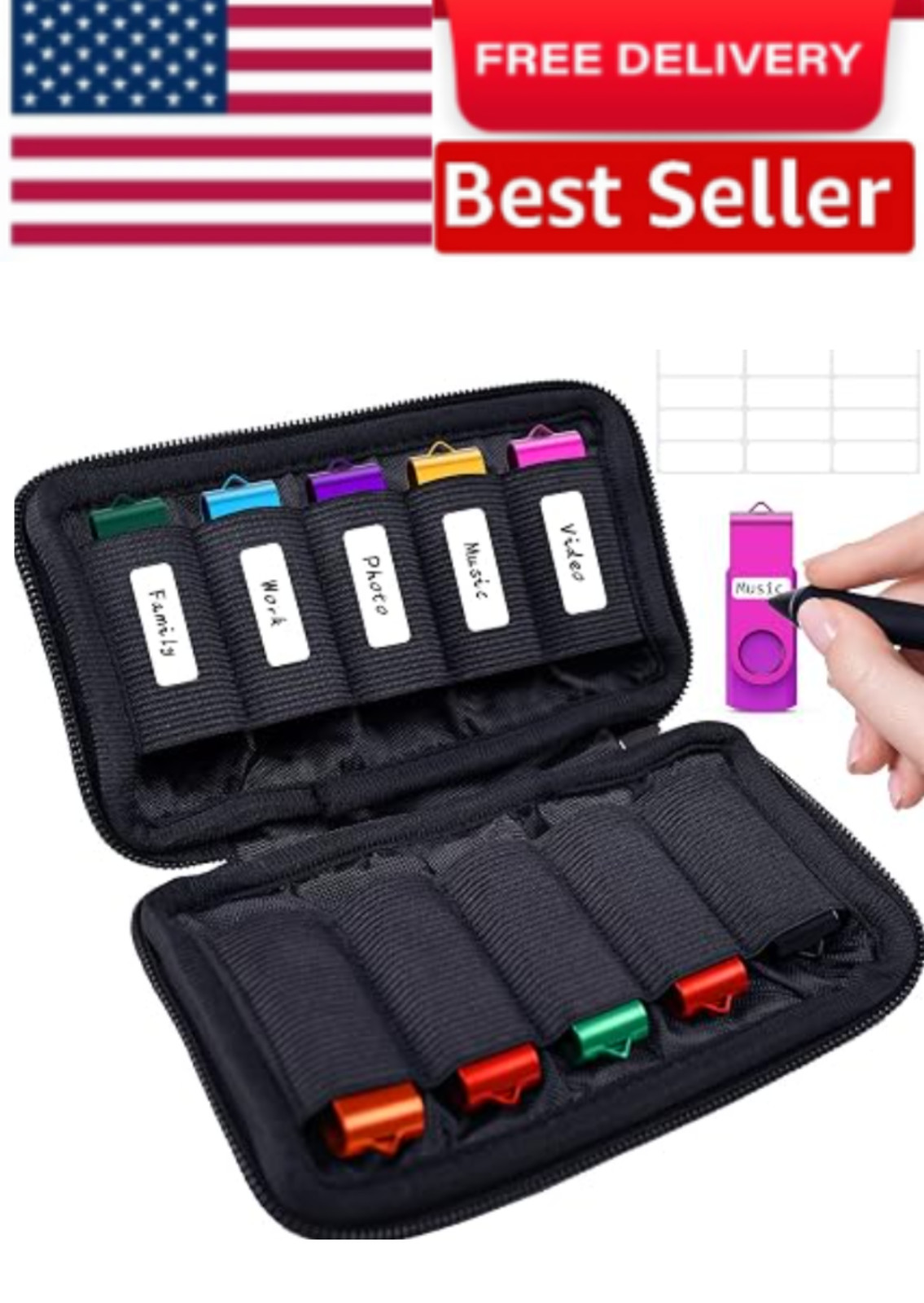 Flash Drive Case USB Storage Case USB Holder Storage Bag for USB Flash Drive El