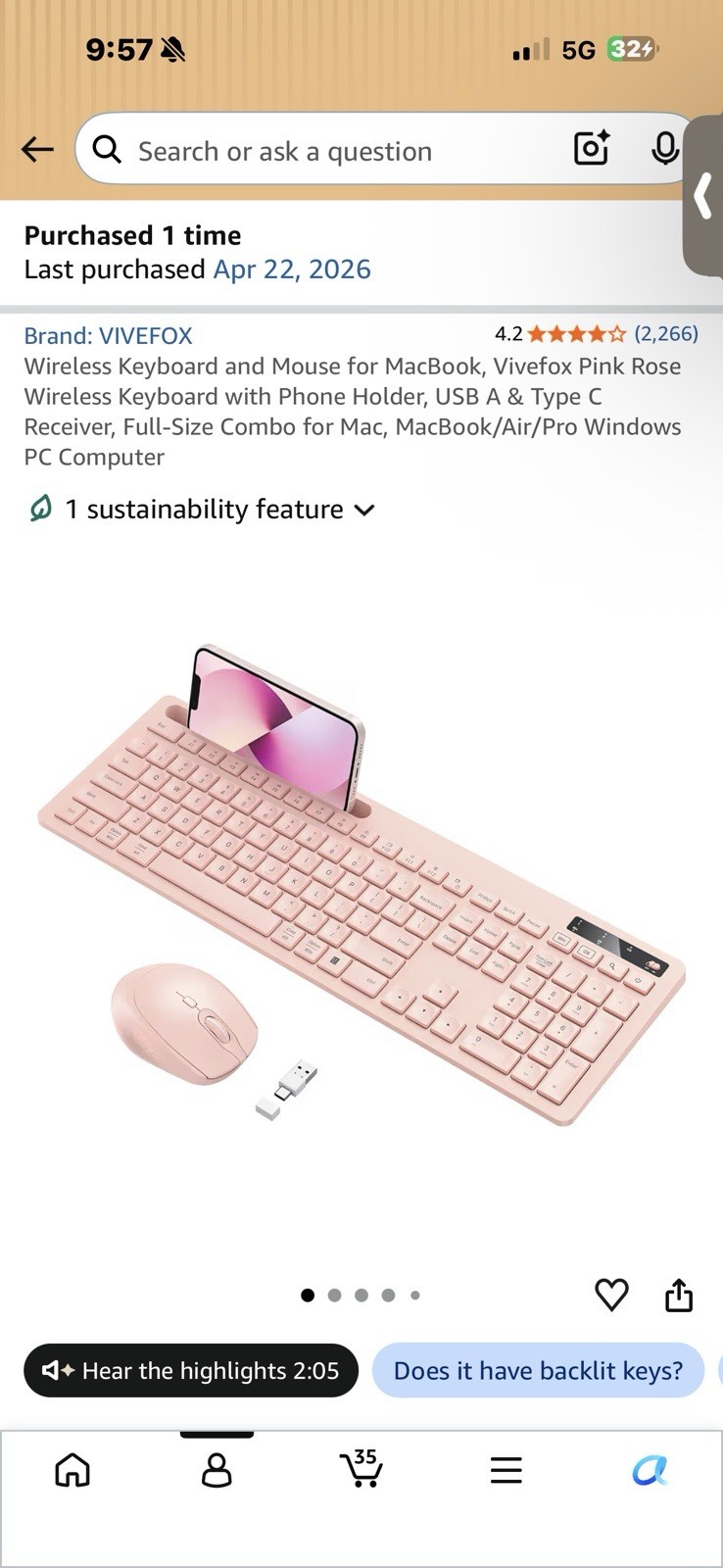 Vivefox Wireless Keyboard With Mouse Pink Rose Brand New Never Opened