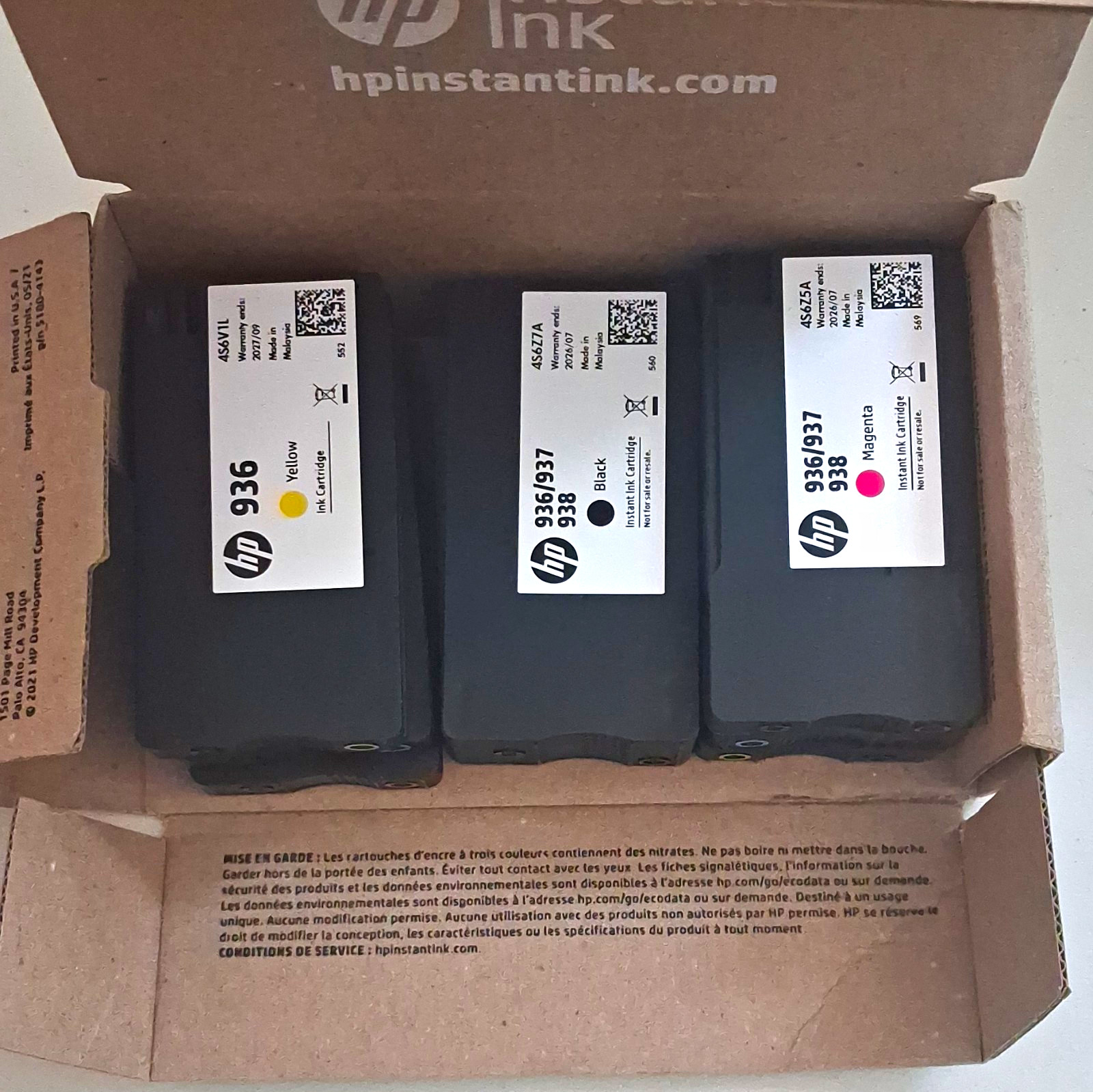 HP 936/937/938 Genuine/Original Inkjet Ink Cartridges 3-Pack BK/M/Y