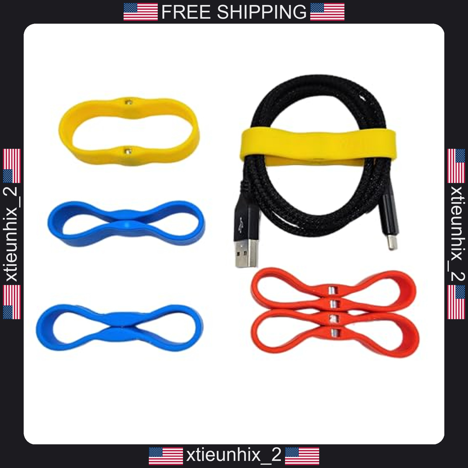 Silicone Magnetic Cable Wraps 6-Pack for Organizing Cables and Wires