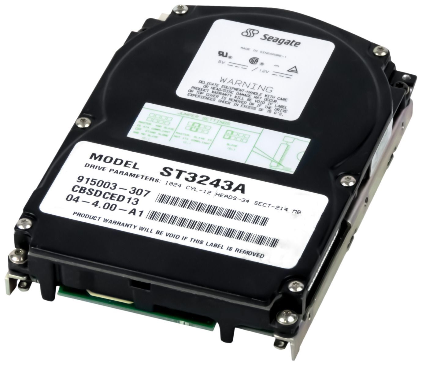 HARD DRIVE SEAGATE ST3243A 214MB 3.8K ATA 3.5''