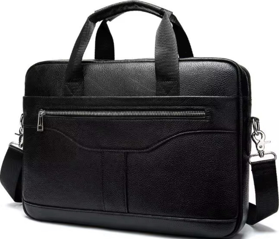 Leather Laptop Briefcase Shoulder Bag for 13.3/15-Inch Laptop, Brown, Solid