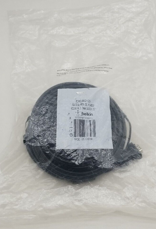Belkin VGA/UXGA MNTR CBL /AUDIO HD15M/M;3.5mm AUDIO;25'