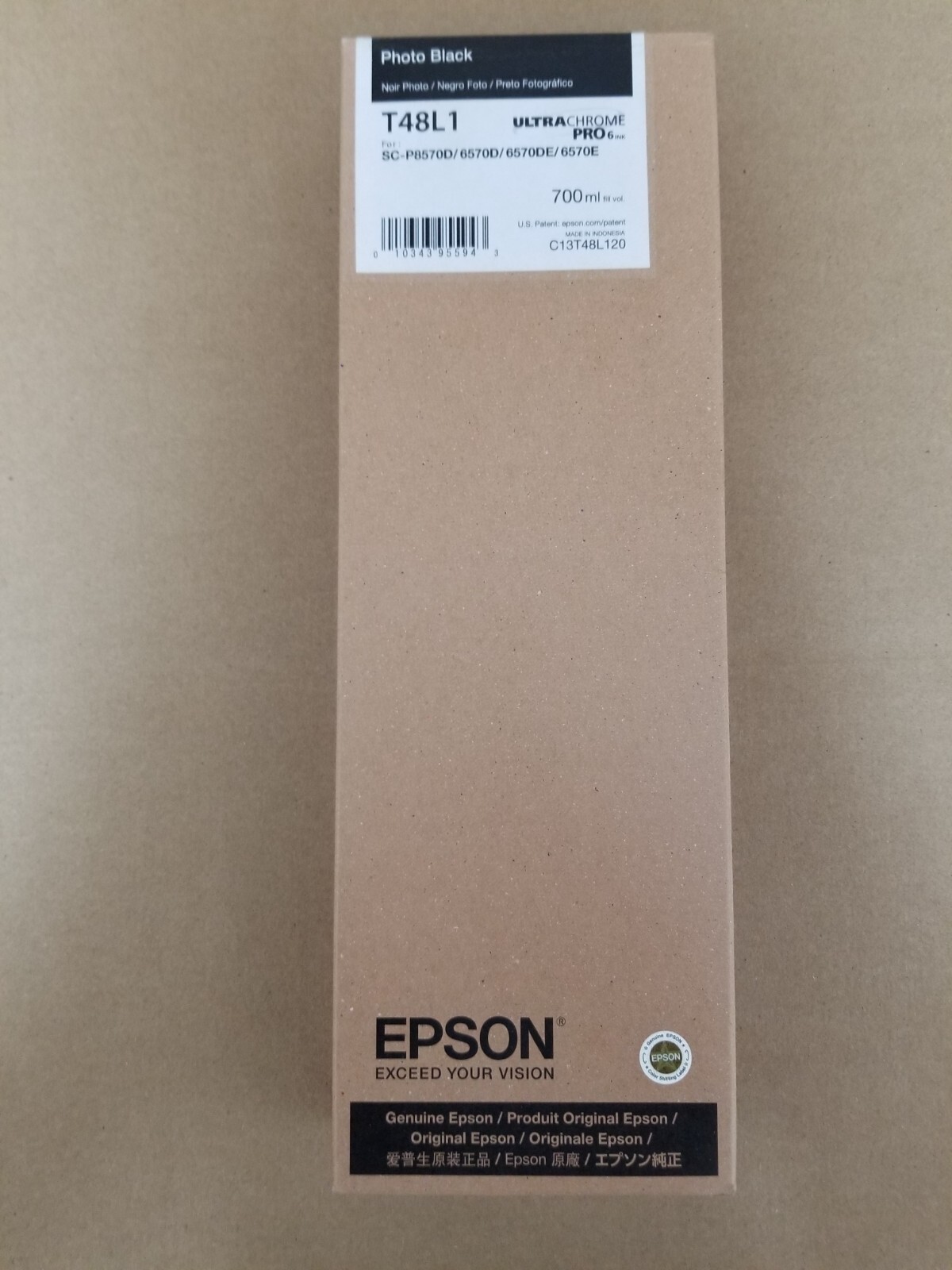 GENUINE Epson UltraChrome PRO6 Photo Black Ink 700ml For P8570/P6570 (T48L120)