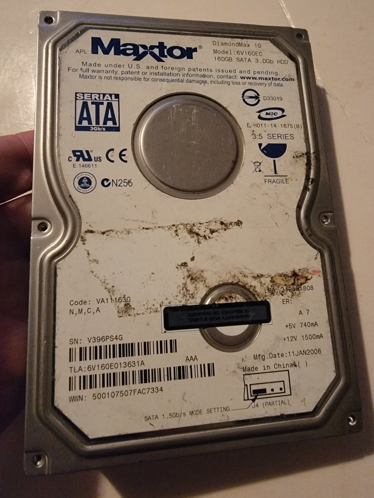 160 GB SATA Maxtor DiamondMax 10 6V160E0 HDD 7200RPM 3.5" Hard Drive