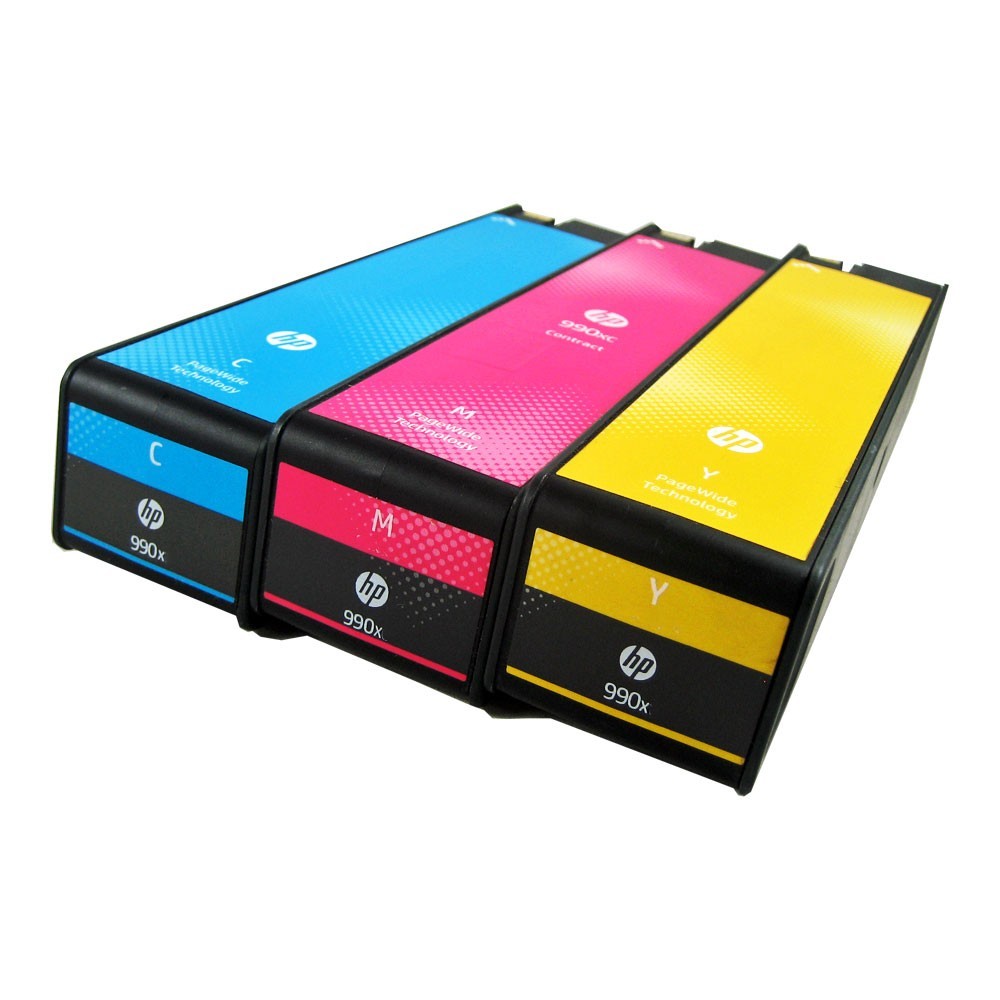 3PK Genuine HP 990X Color Ink Cartridges PageWide Pro 750 dw,772 dw 777z