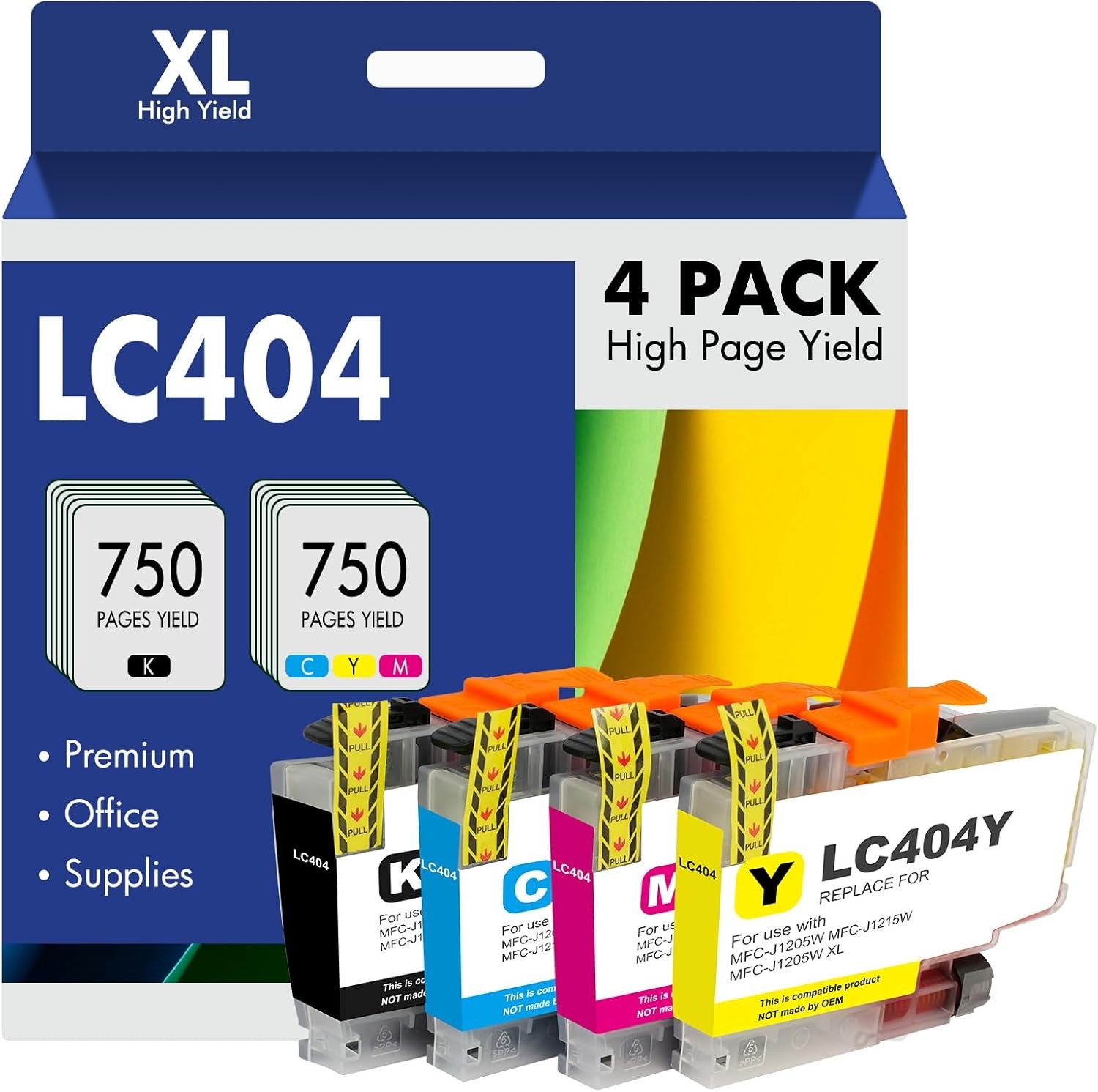 4PK LC404 LC404XL Ink Cartridges for Brother MFC-J1205W MFC-J1215W MFC J1205W XL