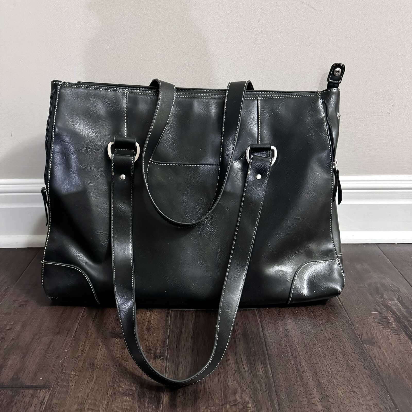 Franklin Covey Large Capacity Black Laptop Tote Shoulder Computer Bag Purse Set
