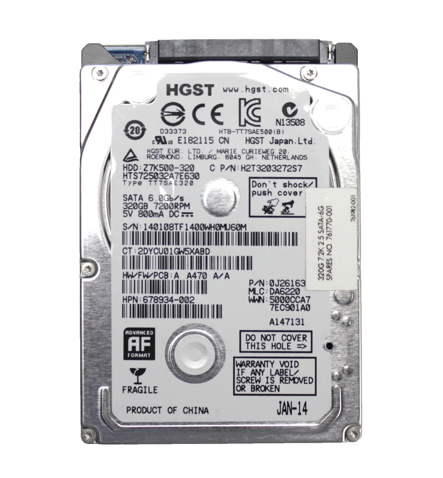 HGST 320GB HTS725032A7E630 678934-003 7200RPM SATA 6Gb/s Z7K500-320 HPN J43983