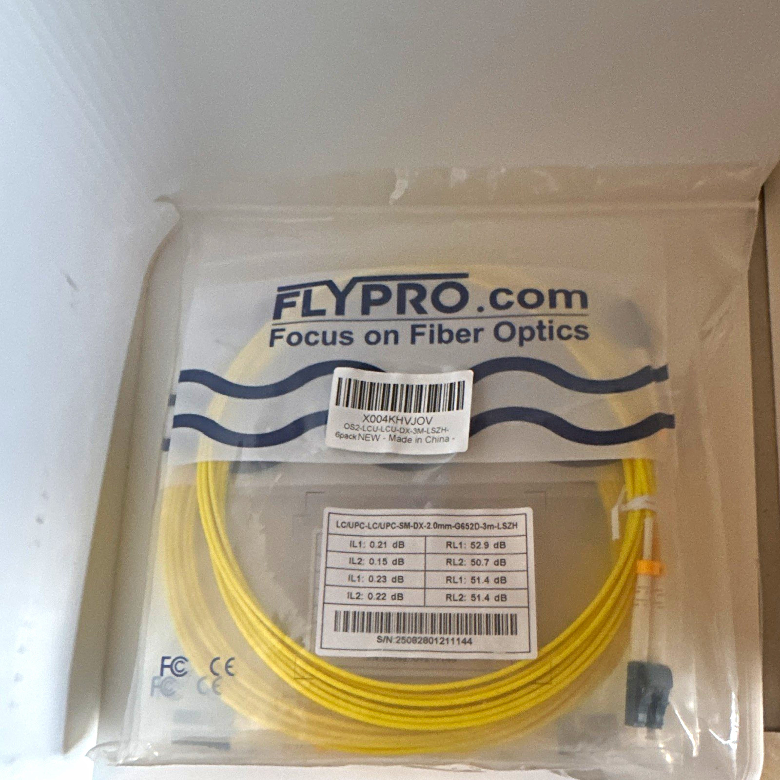 NEW FLYPRO 2-Pack 3M OS2 LC-LC Duplex Single Mode Fiber Cable G652D LSZH
