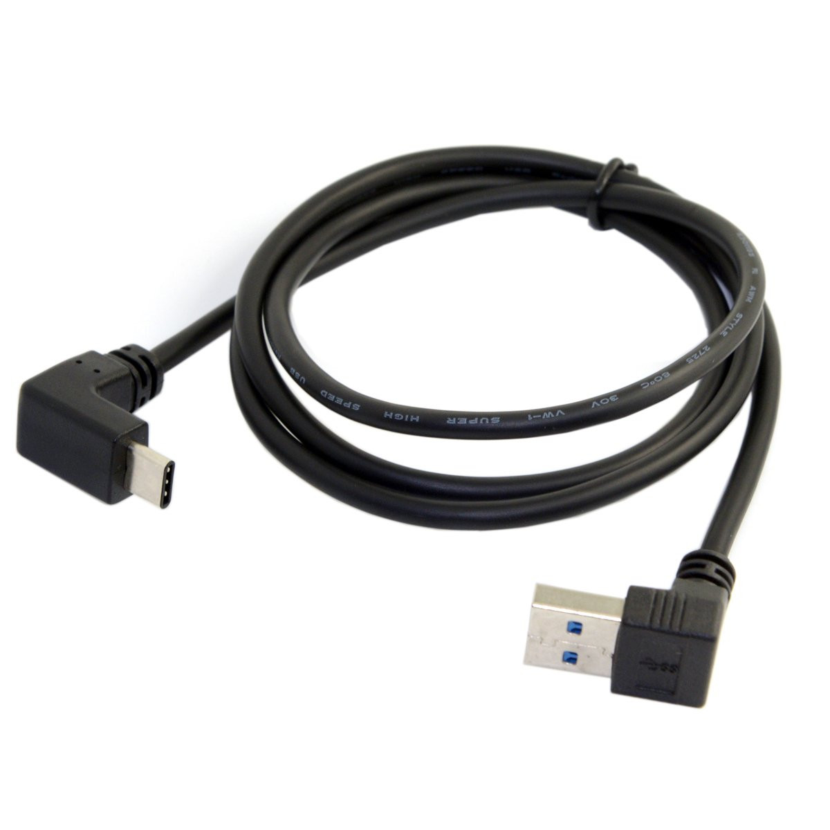 USB 3.1 USB-C Reversible Angled to 90 Degree Male Data Cable for Tablet Phone