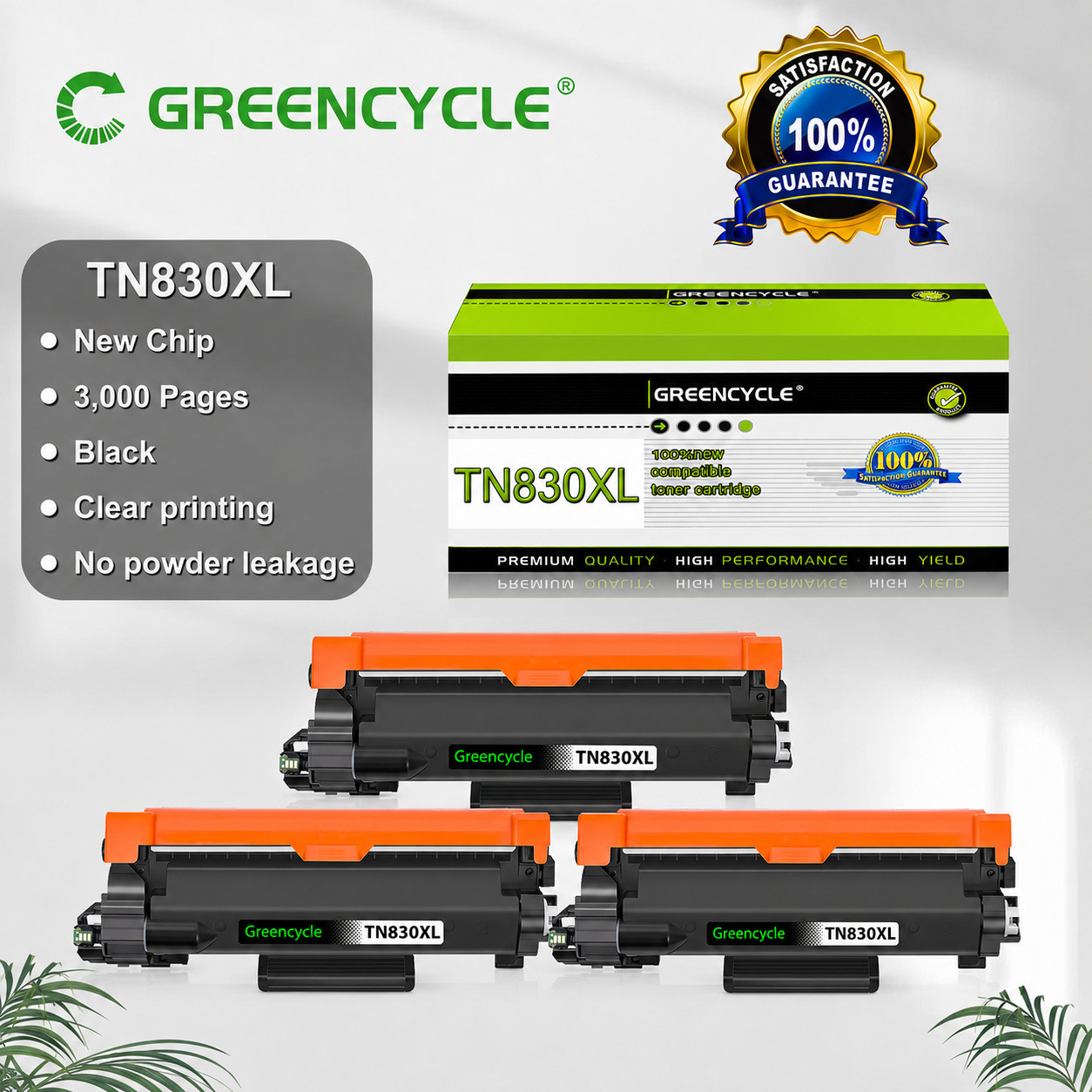 3PK TN830XL Toner Cartridge for Brother HL-L2460DWXL HL-L2465DW HL-L2467DW