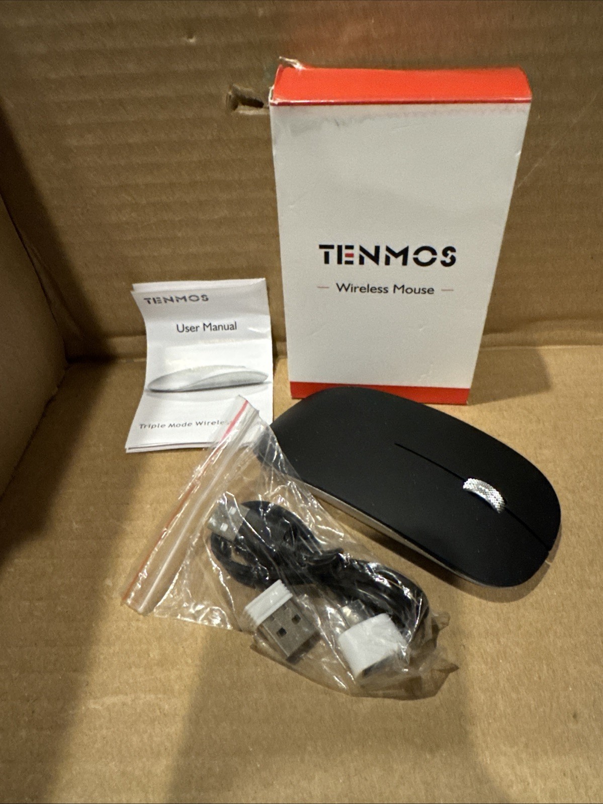 TENMOS M18 Bluetooth Mouse - Black 2.4 GHz Wireless/ BT1 / BT2 New
