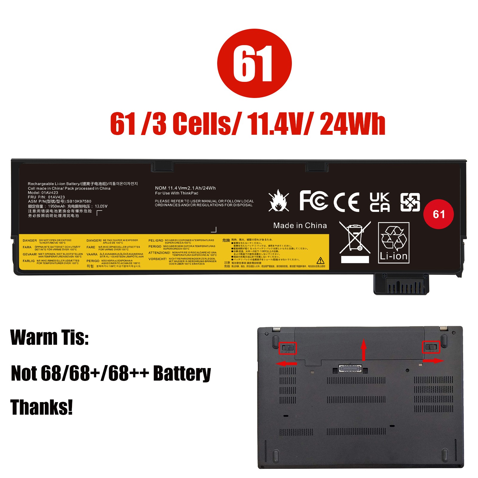 ✅LOT Battery For Lenovo Thinkpad T470 T480 T570 T580 01AV425 01AV423 A475 A485