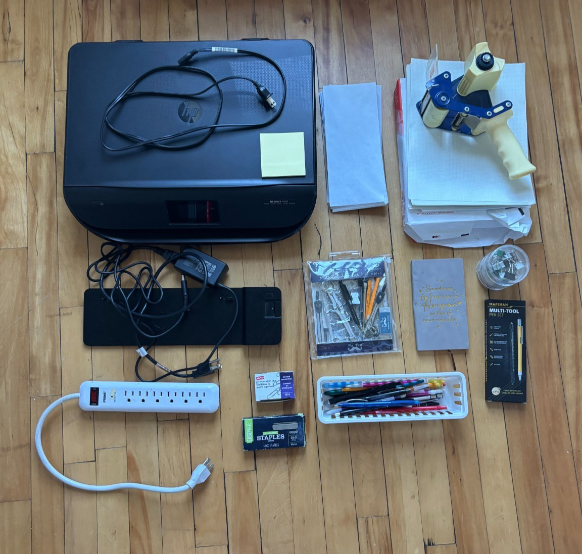 Lot of office supplies - HP Envy 4520, HP laptop dock D9Y32UT#ABA - SEE PHOTOS