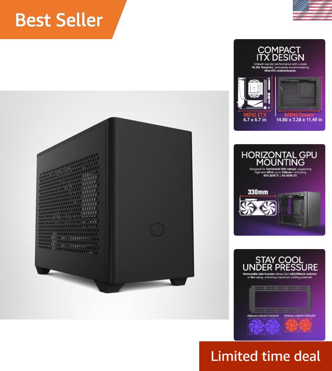 Versatile and Stylish NR200 Mini-ITX Gaming Case - Optimized Cooling and Space