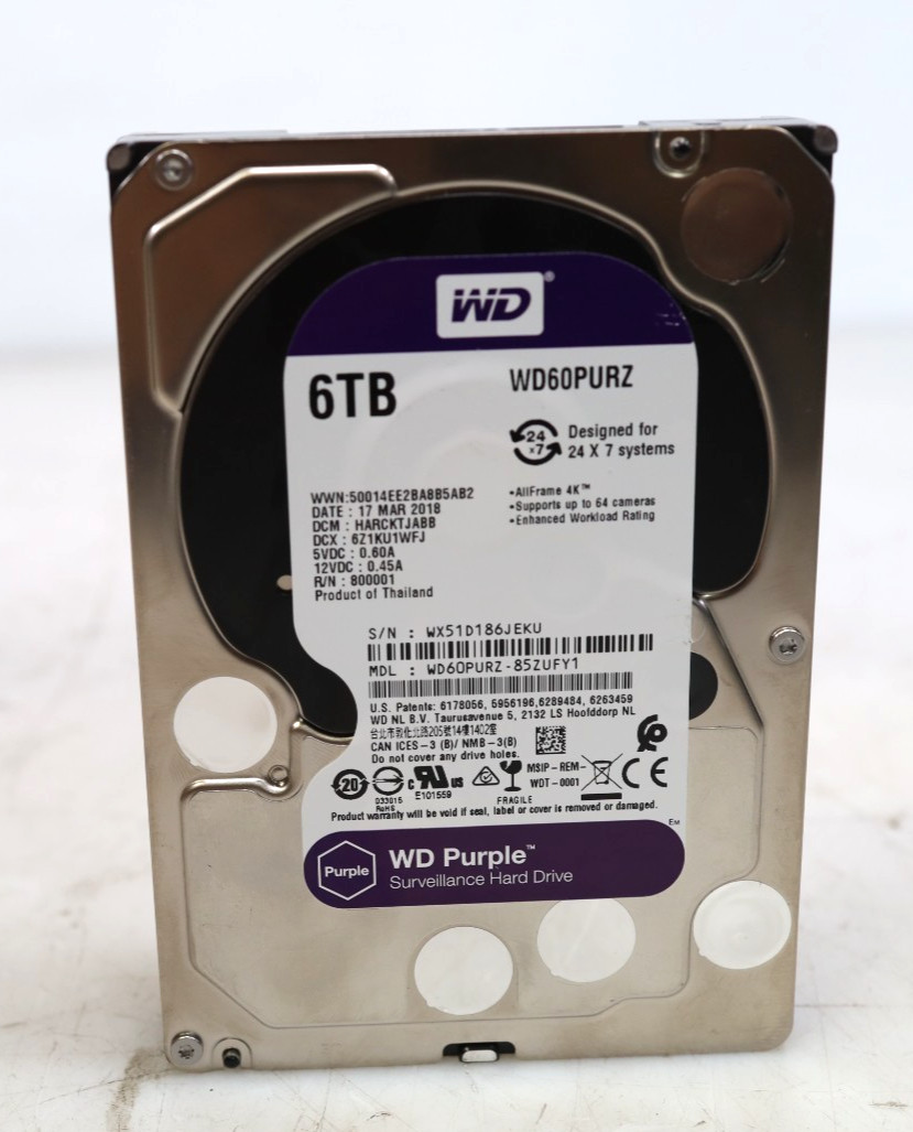 Western Digital Purple 6TB WD60PURZ-85ZUFY1 3.5" 5400RPM SATA Hard Drive