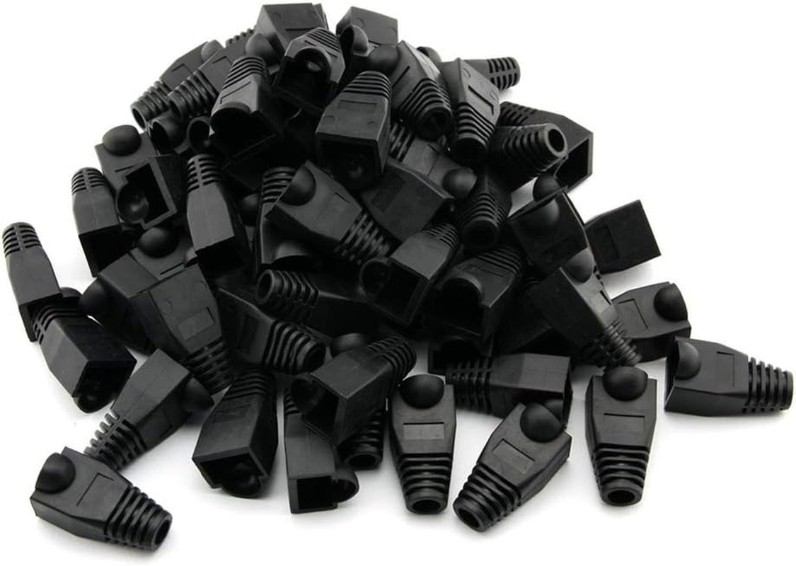 Rilexawhile 100 Pcs Black Soft Plastic CAT5E CAT6 Ethernet RJ45 Cable Cap Connec