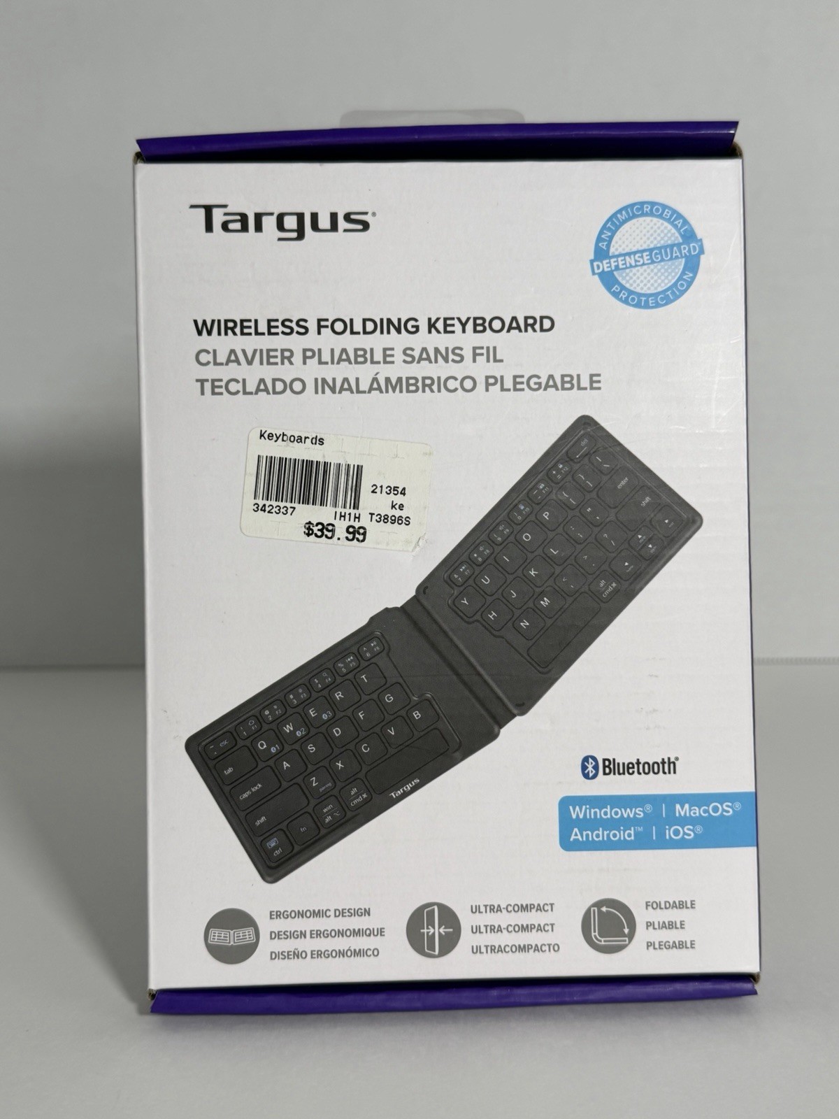 Targus Wireless Folding Keyboard Ultra-Compact Bluetooth Windows iOS Android NIB