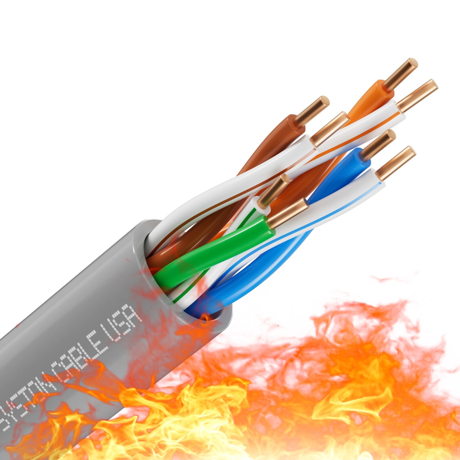 Syston Cat 5e Ethernet Cable 500ft CMP UTP 24 AWG 350 MHz Solid Copper Wire Bulk